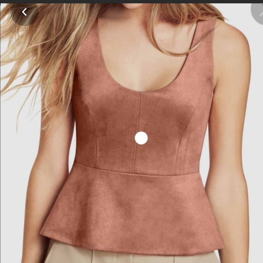 BCBG Cladiana faux suede sleeveless peplum top Sz Small